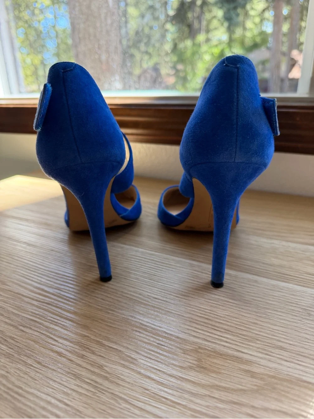 Vince Camuto Cobalt Blue Suede Pointed-Toe Ankle-Strap Heels